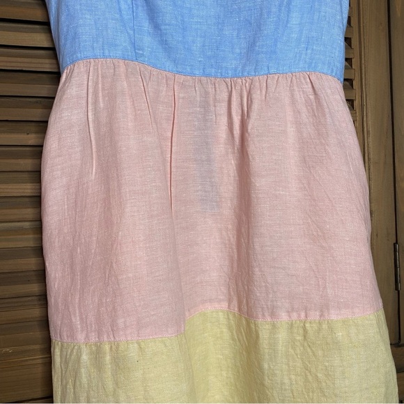 Cynthia Rowley pastel color blocked 100% LINEN cool airy mini sundress SZ-Small - Picture 8 of 8